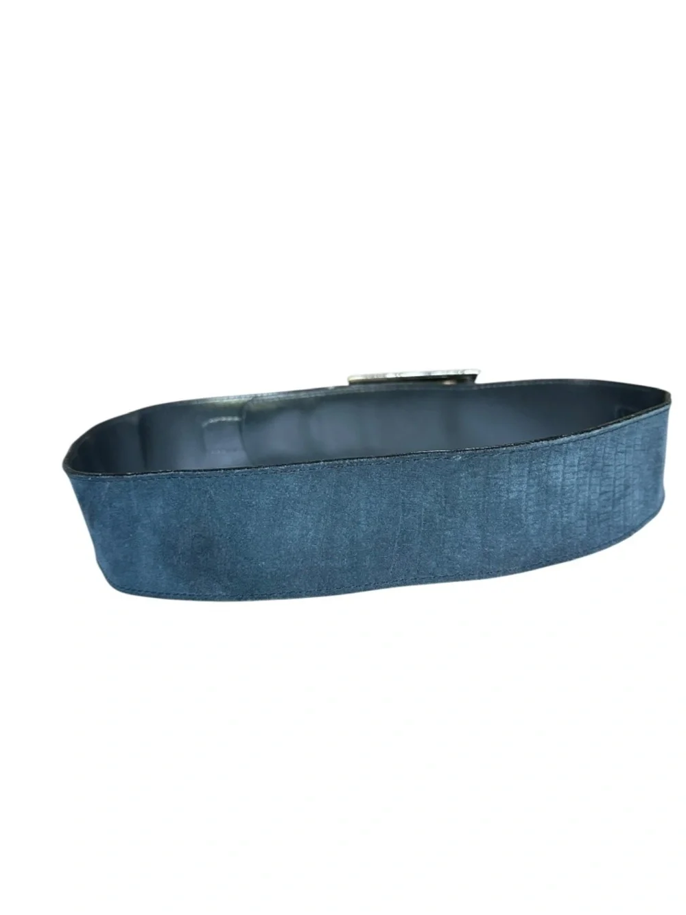 Women GIANNI VERSACE Blue Geometric Leather Belt Made In Italy Size 70/28